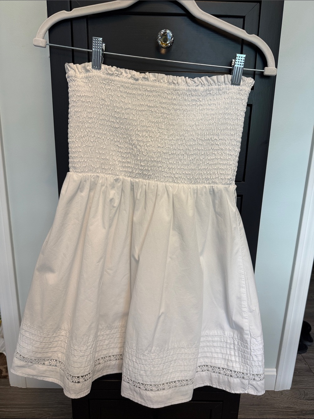 J. Crew White Strapless Smocked Sundress